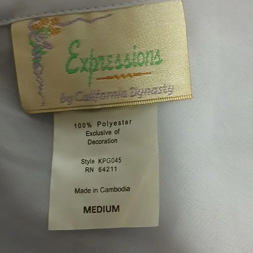 Expressions 2-Piece Lavender Cami Robe Sheer Sequin Collar Nighty Size Medium